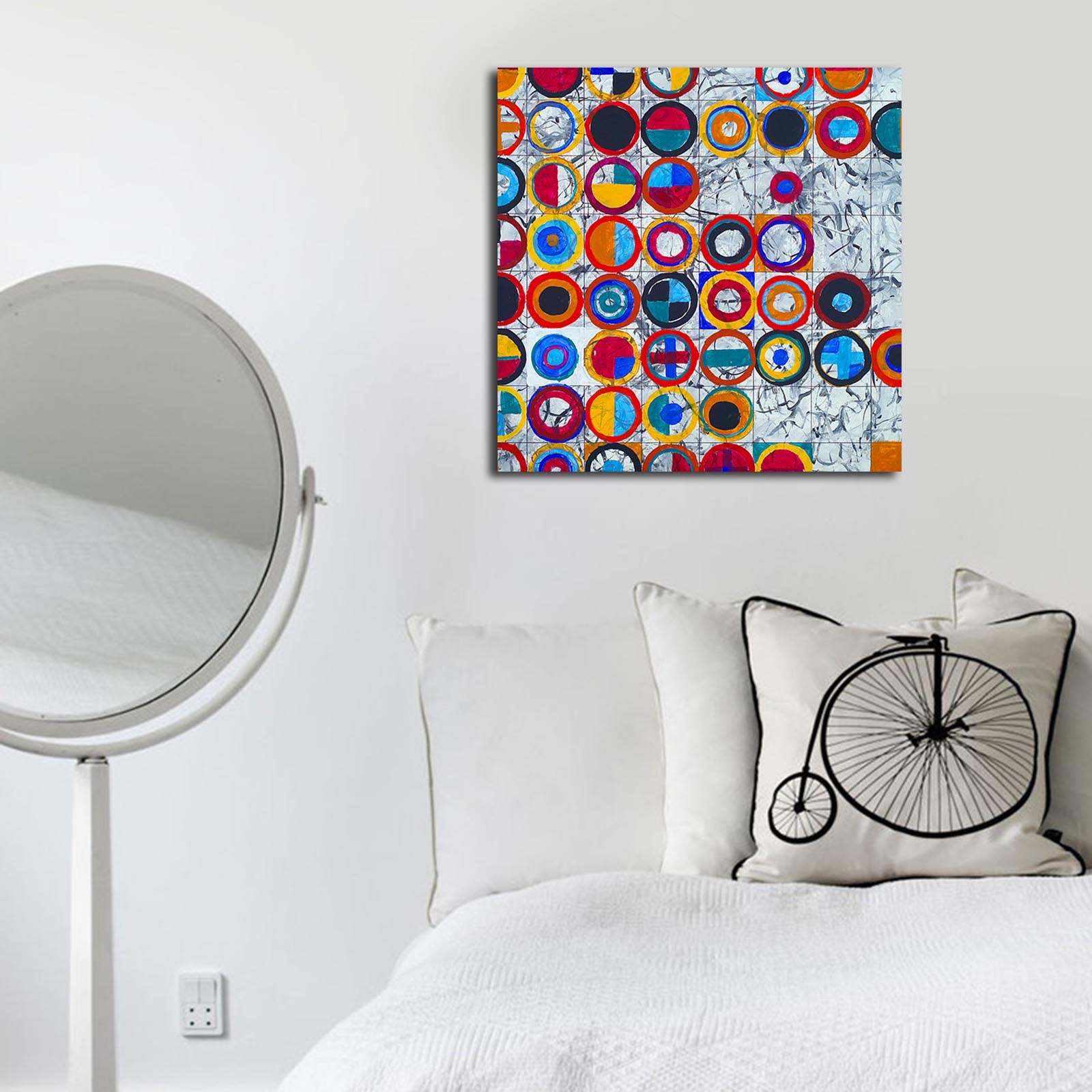 Quadro Decorativo em Tela Multicolor 45x45 cm — Tela Camurça 100% com Moldura de Madeira 3 cm
