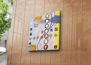 Tela Decorativa Multicolor 45x45 cm em Camurça 100% com Moldura 100% Madeira (3 cm) – Modelo 4545K-106