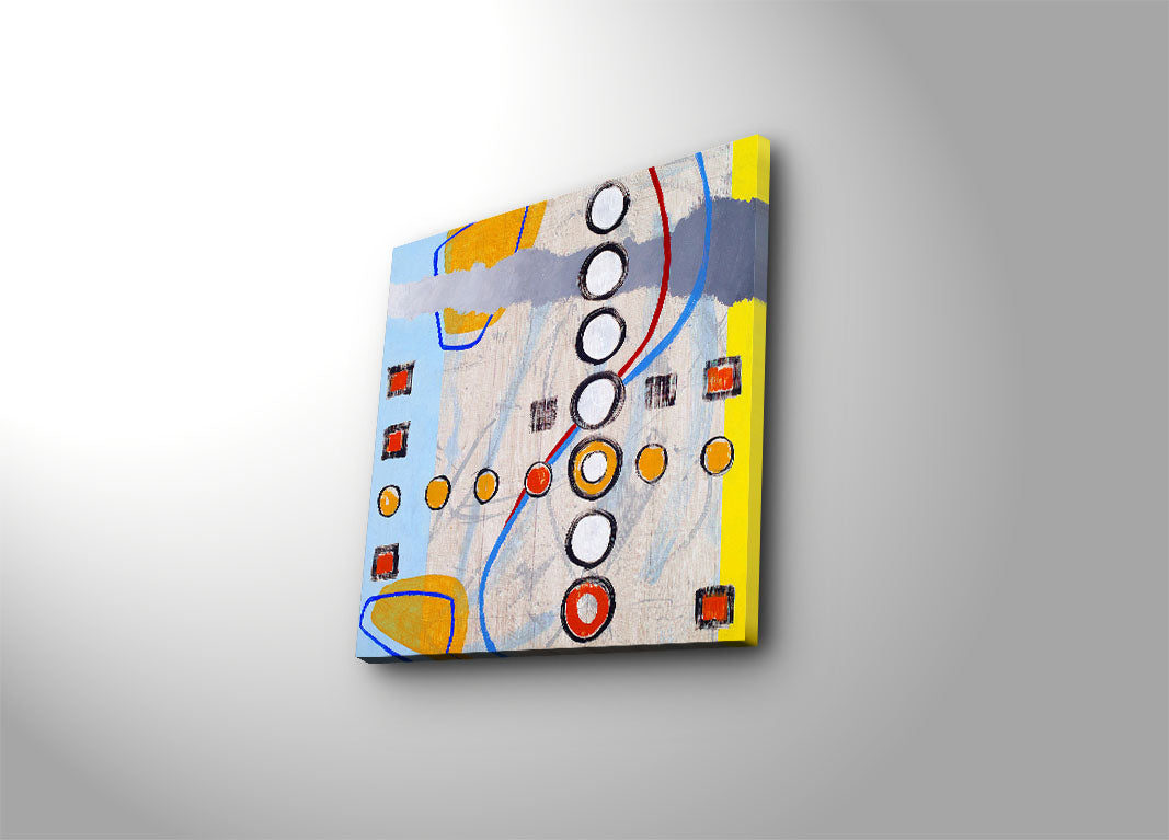 Tela Decorativa Multicolor 45x45 cm em Camurça 100% com Moldura 100% Madeira (3 cm) – Modelo 4545K-106