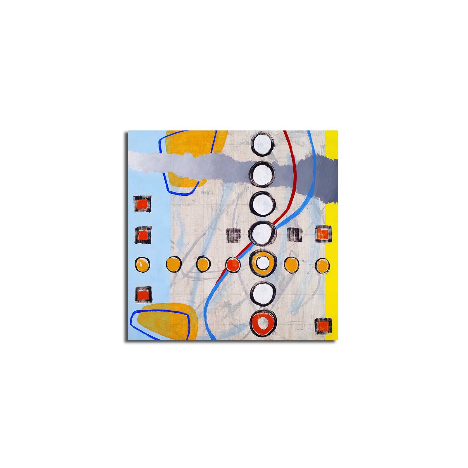 Tela Decorativa Multicolor 45x45 cm em Camurça 100% com Moldura 100% Madeira (3 cm) – Modelo 4545K-106