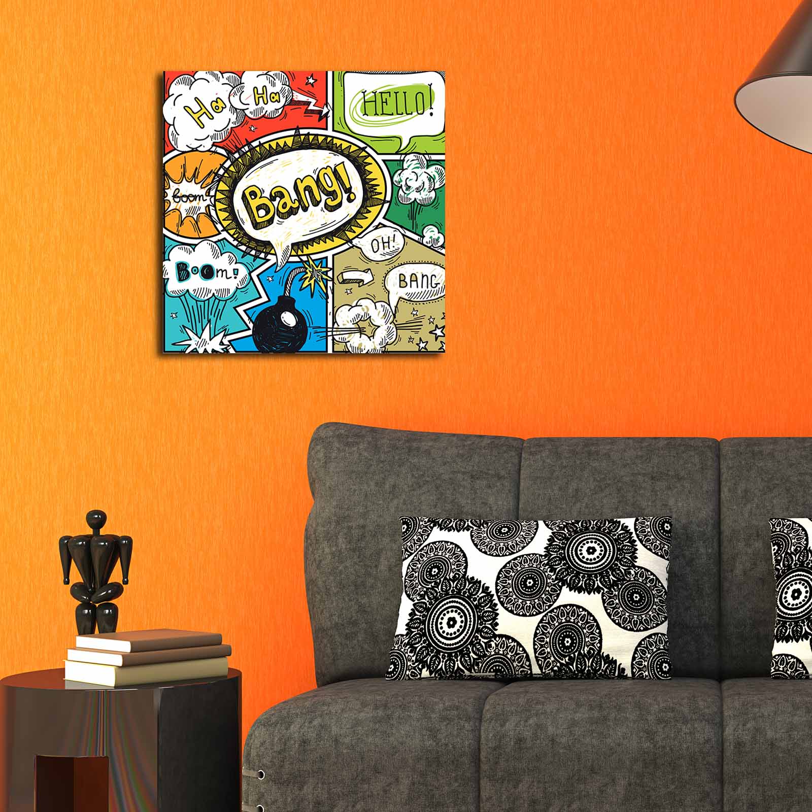 Quadro em Tela Decorativa Multicolor 45x45 cm, Camurça 100%, Moldura de Madeira 3 cm – 4545K-108