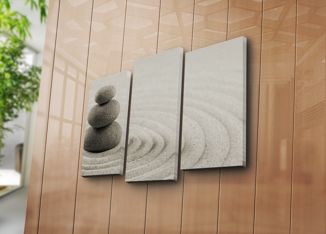 Quadro Decorativo em Tela Multicolor (Conjunto de 3 Peças) — Suede 100% com Moldura de Madeira, 66 x 45 cm (Modelo 3PATK-81)