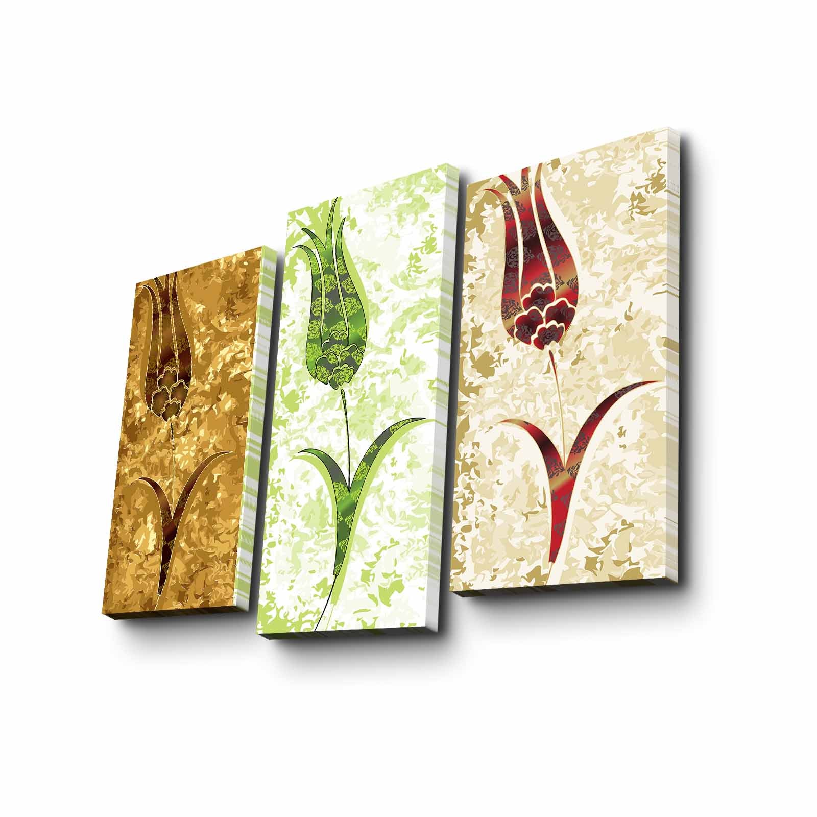 Quadro Decorativo em Tela 3 Peças Multicolor (66x45 cm) | 100% Camurça, Moldura de Madeira 3 cm | 3PATK-82