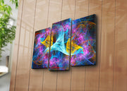 Quadro Decorativo em Tela Suede Multicolor (3 Peças) com Moldura de Madeira 3 cm – 66 x 45 cm