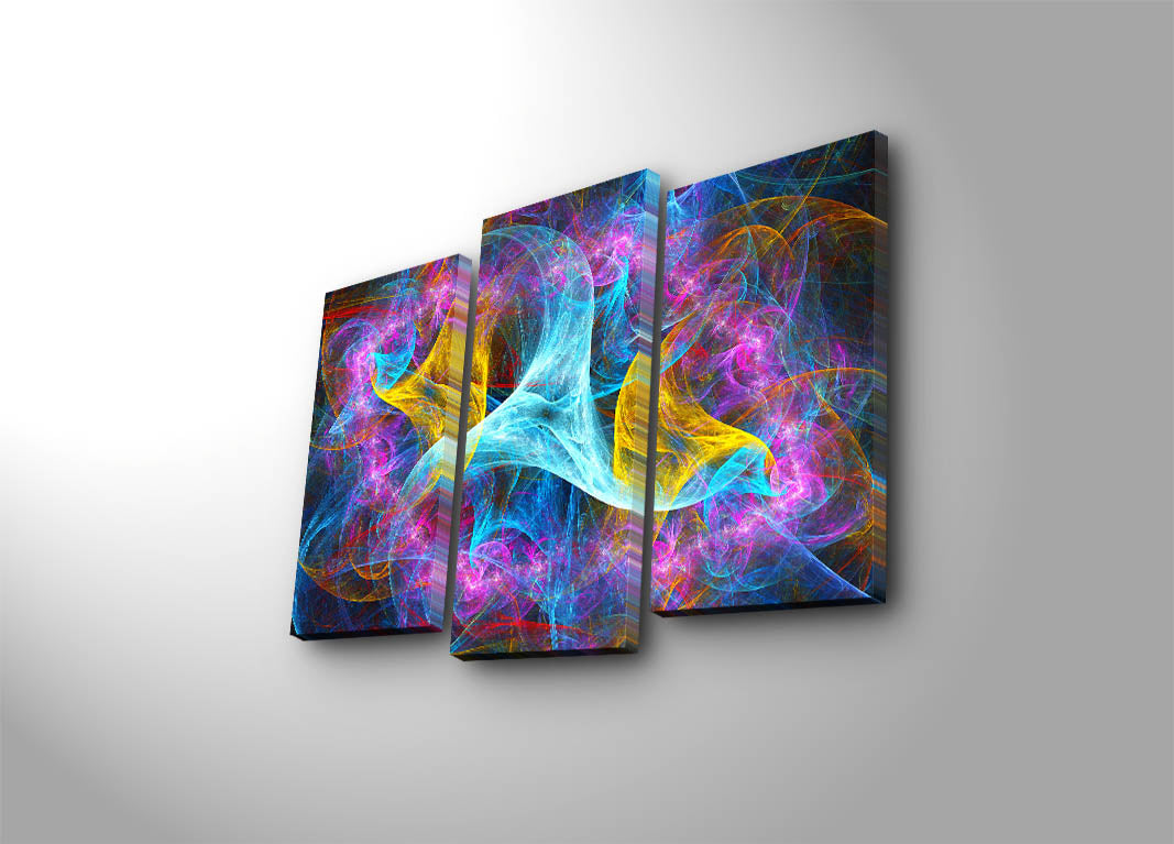 Quadro Decorativo em Tela Suede Multicolor (3 Peças) com Moldura de Madeira 3 cm – 66 x 45 cm