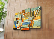 Quadro Decorativo em Tela Suede Multicolor (Conjunto de 3 Peças) com Moldura de Madeira — 66 x 45 cm