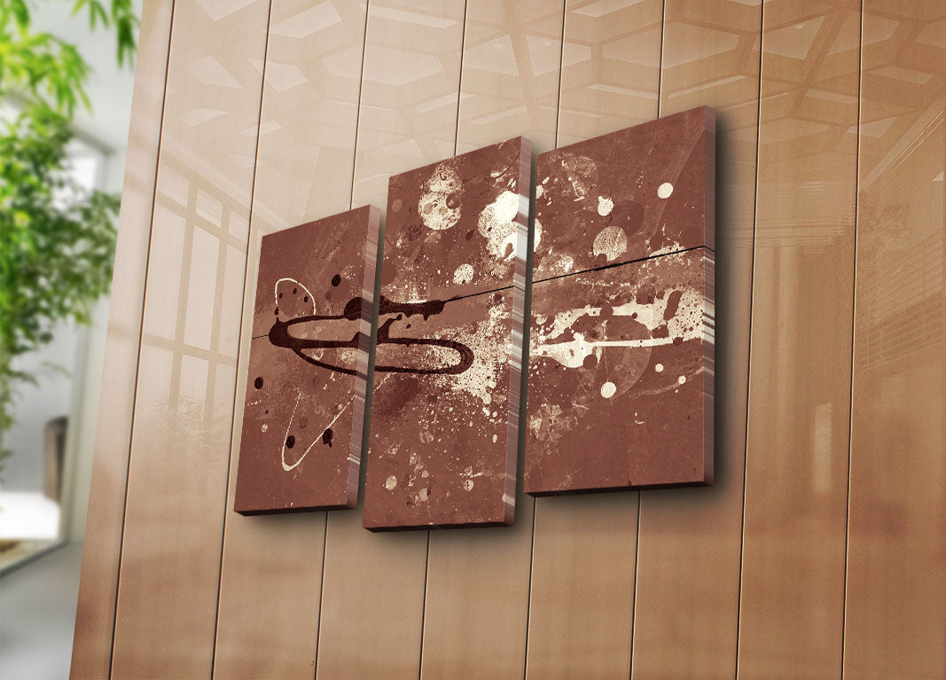 Tela Decorativa Multicolor em Suede — Conjunto 3 Peças com Moldura de Madeira, Total 66x45 cm