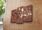 Tela Decorativa Multicolor em Suede — Conjunto 3 Peças com Moldura de Madeira, Total 66x45 cm