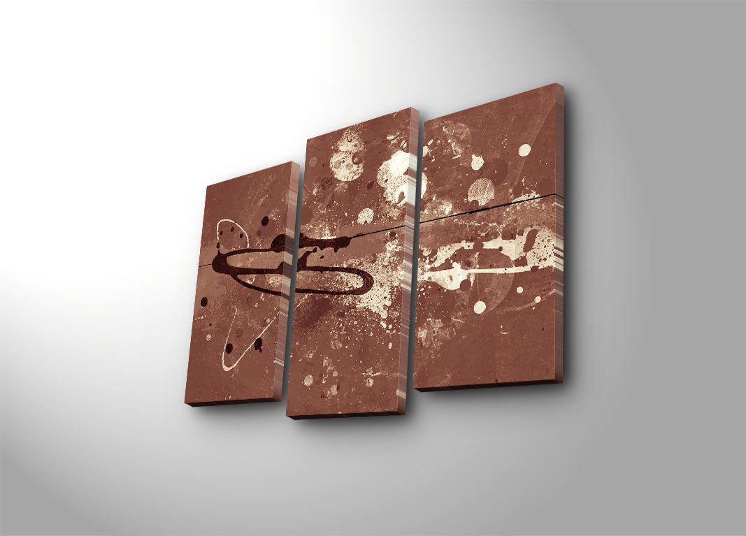 Tela Decorativa Multicolor em Suede — Conjunto 3 Peças com Moldura de Madeira, Total 66x45 cm