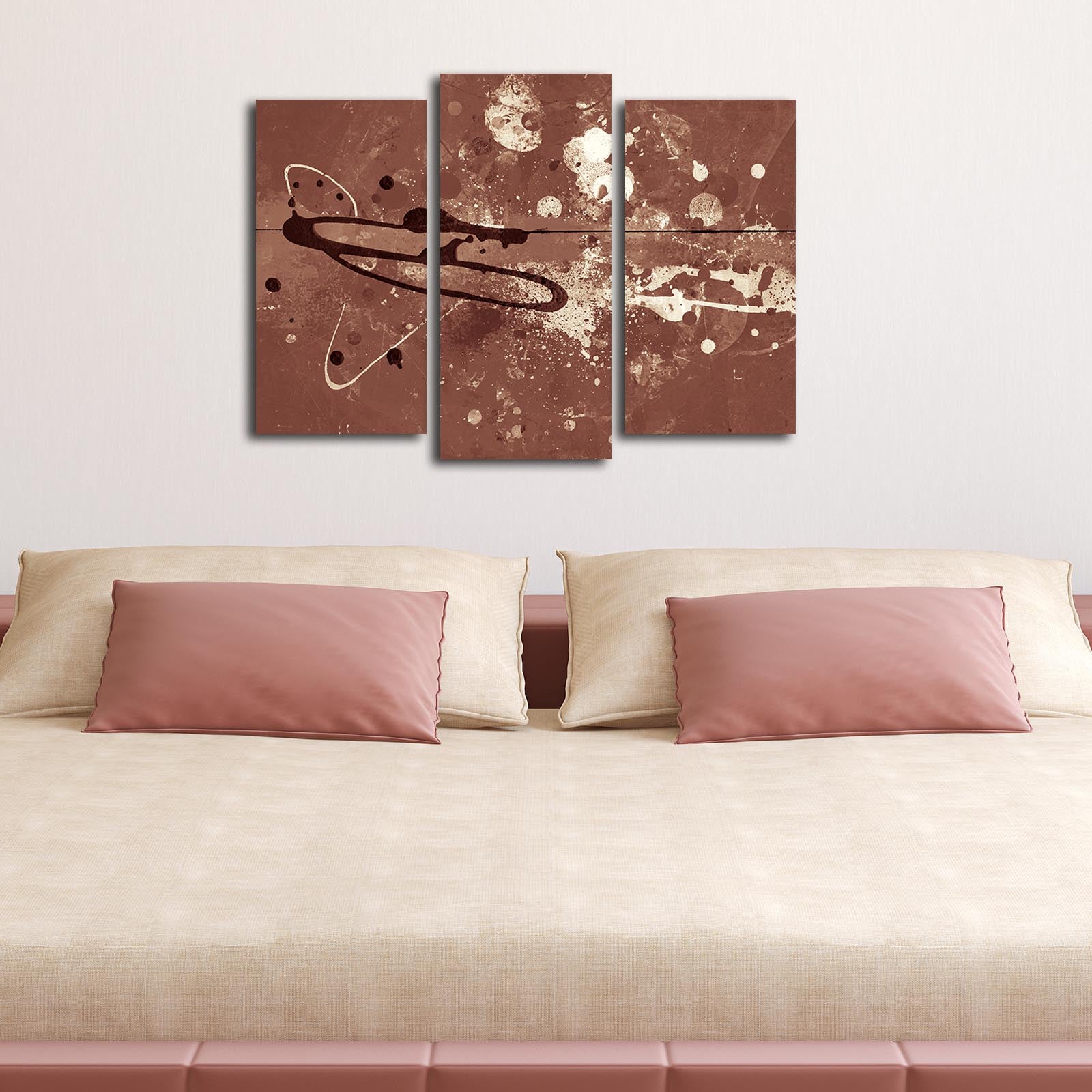 Tela Decorativa Multicolor em Suede — Conjunto 3 Peças com Moldura de Madeira, Total 66x45 cm