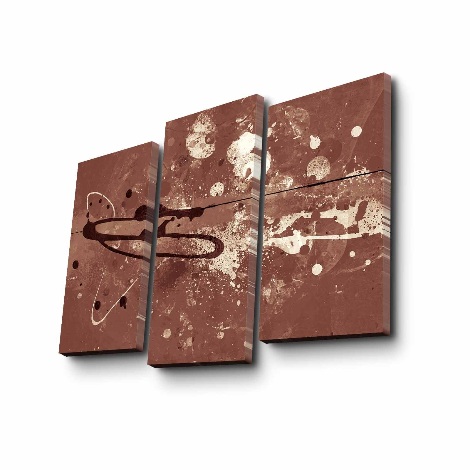 Tela Decorativa Multicolor em Suede — Conjunto 3 Peças com Moldura de Madeira, Total 66x45 cm