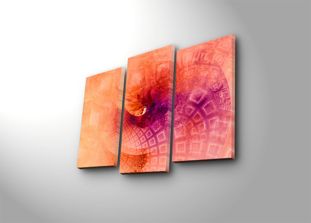 Conjunto de Quadros Decorativos em Canvas Suede (3 Peças) Multicolor — 3PATK-93 — Moldura de Madeira 3 cm, Tamanho Total 66 x 45 cm