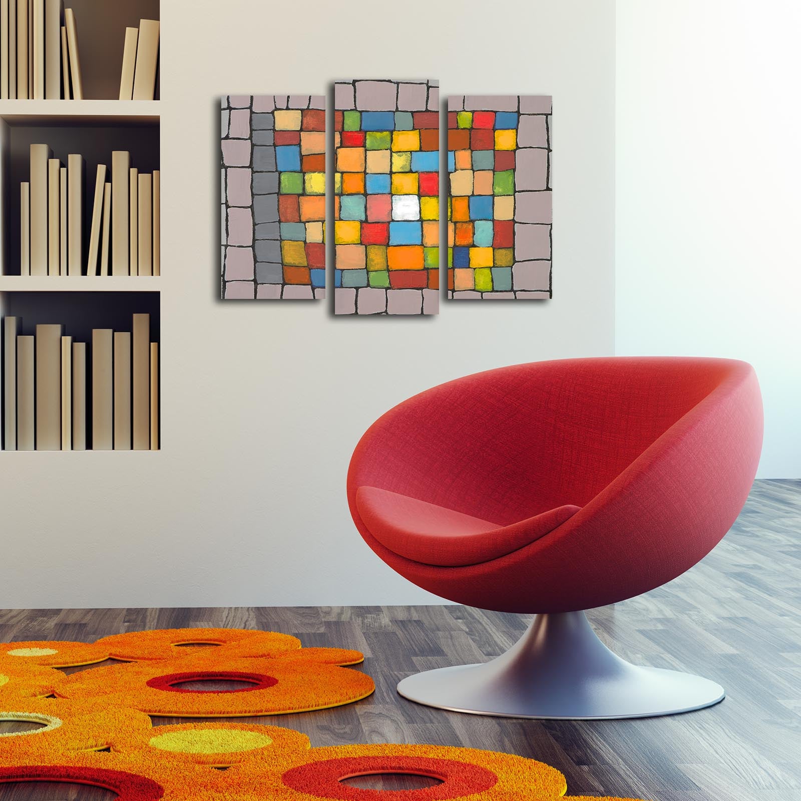 Conjunto de Telas Decorativas Multicolor 3 Peças em Camurça 100% com Moldura de Madeira – 66 x 45 cm [3PATK-95]