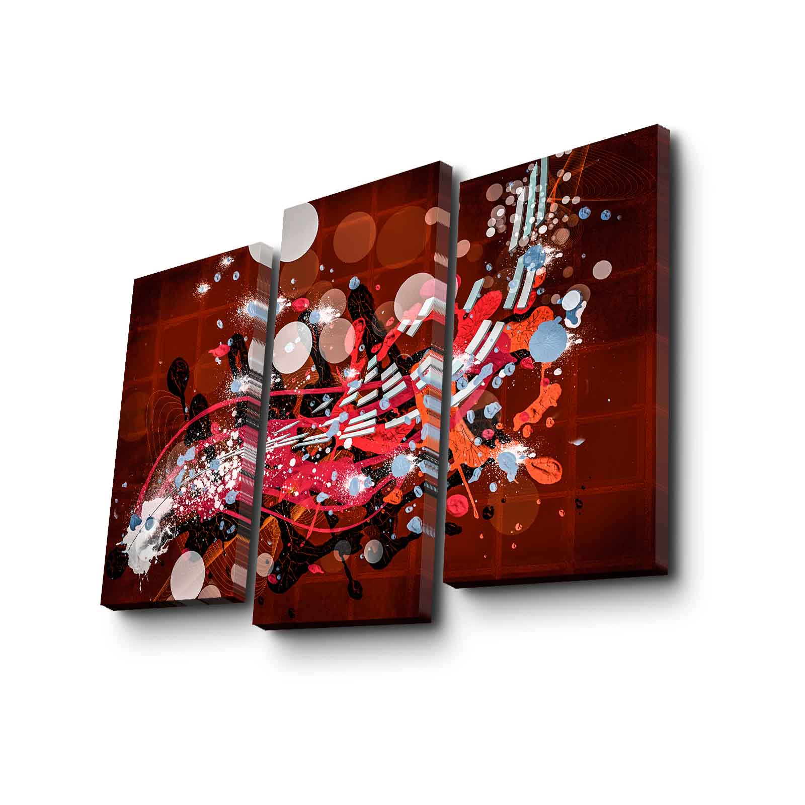 Tríptico de Telas Decorativas Multicolor 3PATK-98 — Camurça 100% com Moldura de Madeira (66 x 45 cm)