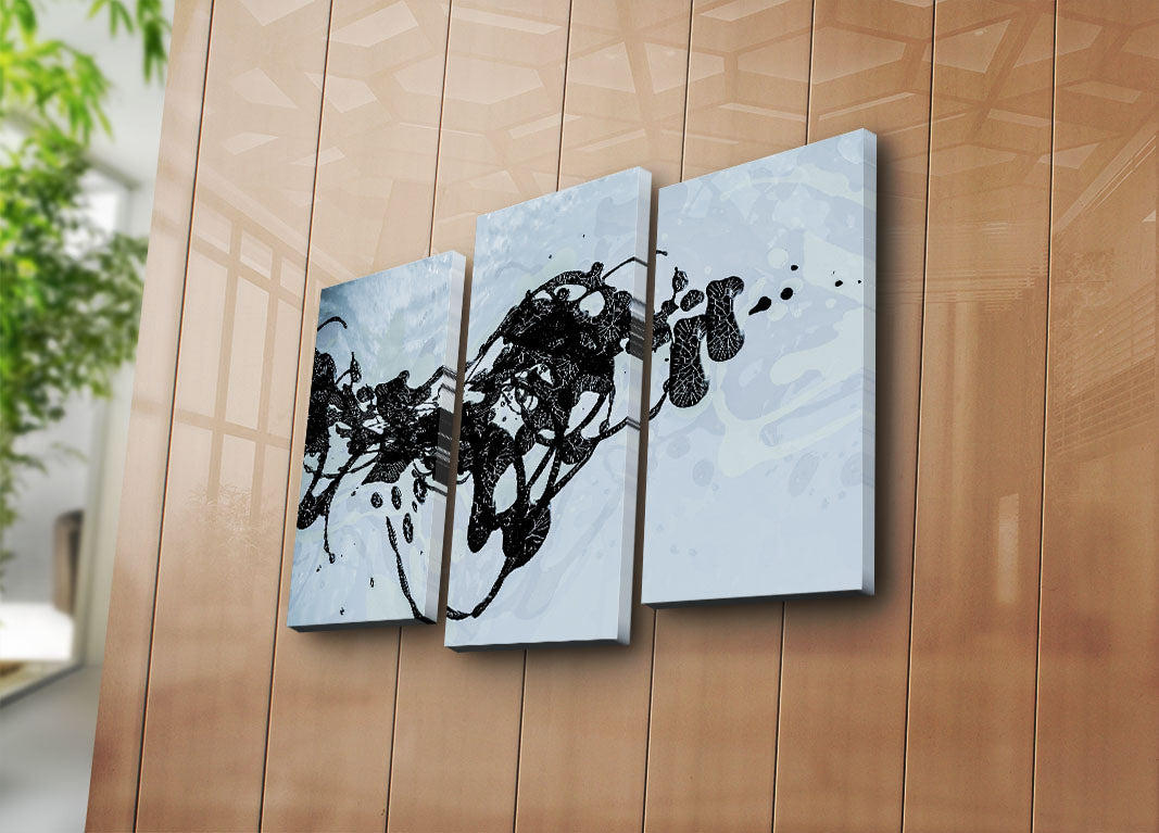 Conjunto de Quadros Decorativos em Tela Suede 100% (3 Peças) Multicolor com Moldura de Madeira – 66 x 45 cm