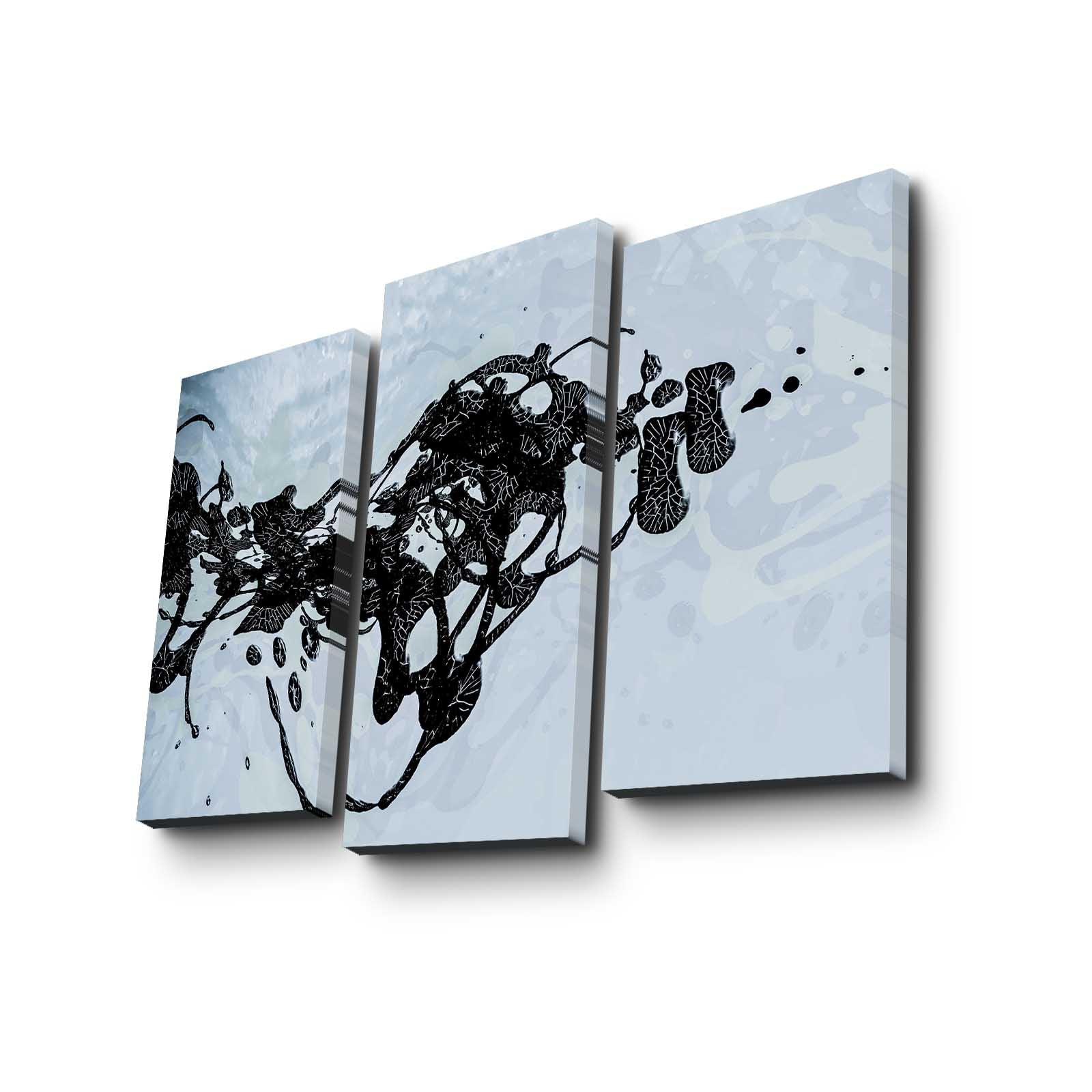 Conjunto de Quadros Decorativos em Tela Suede 100% (3 Peças) Multicolor com Moldura de Madeira – 66 x 45 cm