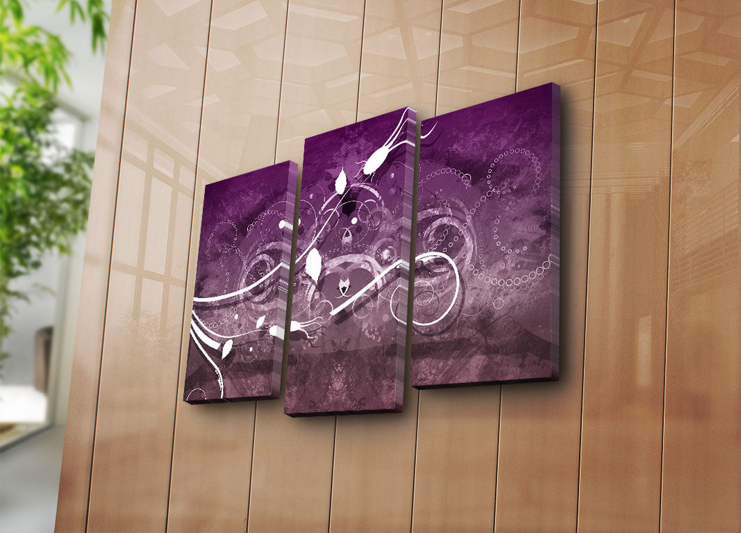 Quadro Decorativo em Tela (Conjunto de 3) Multicolor – 3PATK-100 | Tela Suede 100% e Moldura de Madeira 3 cm | Tamanho Total 66 x 45 cm