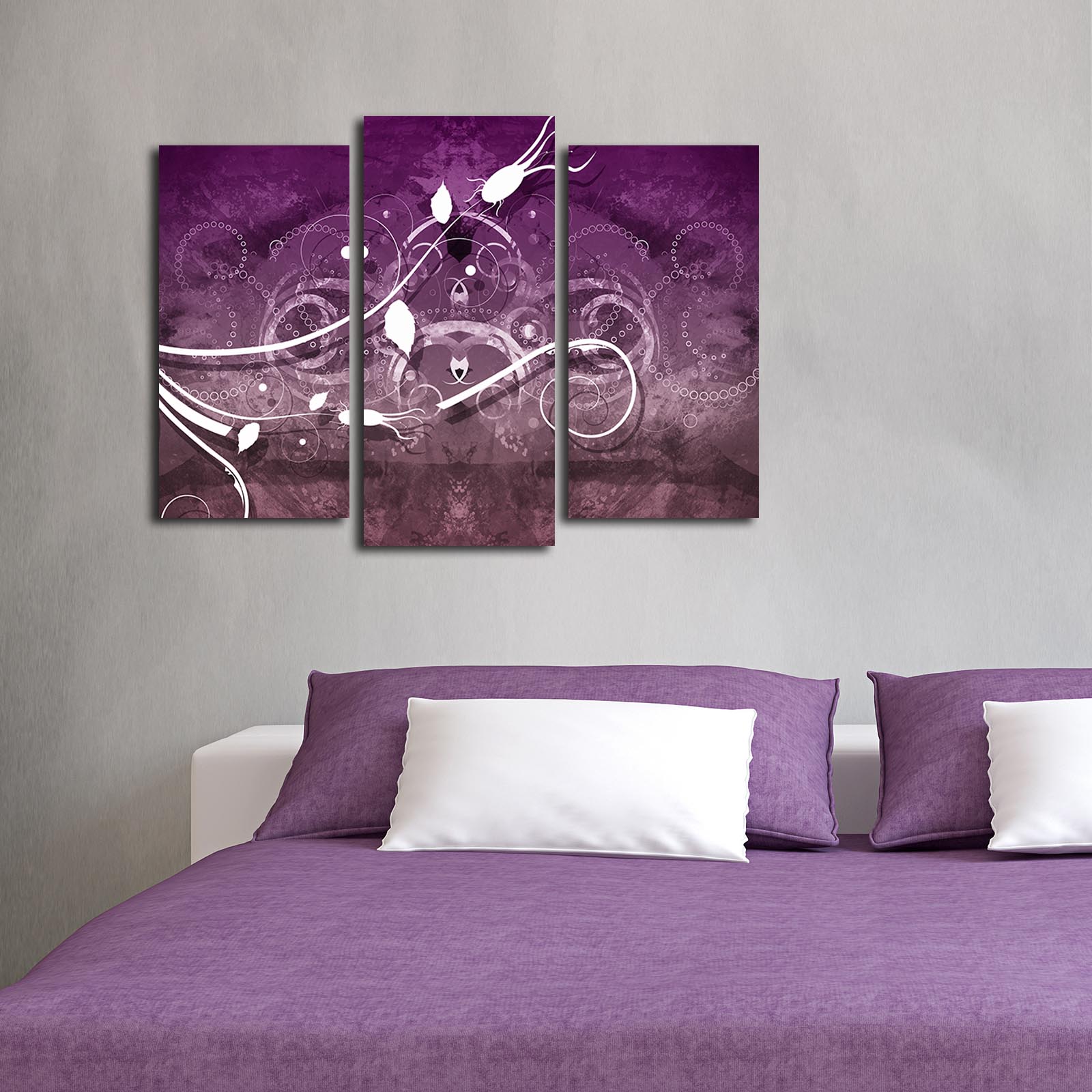 Quadro Decorativo em Tela (Conjunto de 3) Multicolor – 3PATK-100 | Tela Suede 100% e Moldura de Madeira 3 cm | Tamanho Total 66 x 45 cm