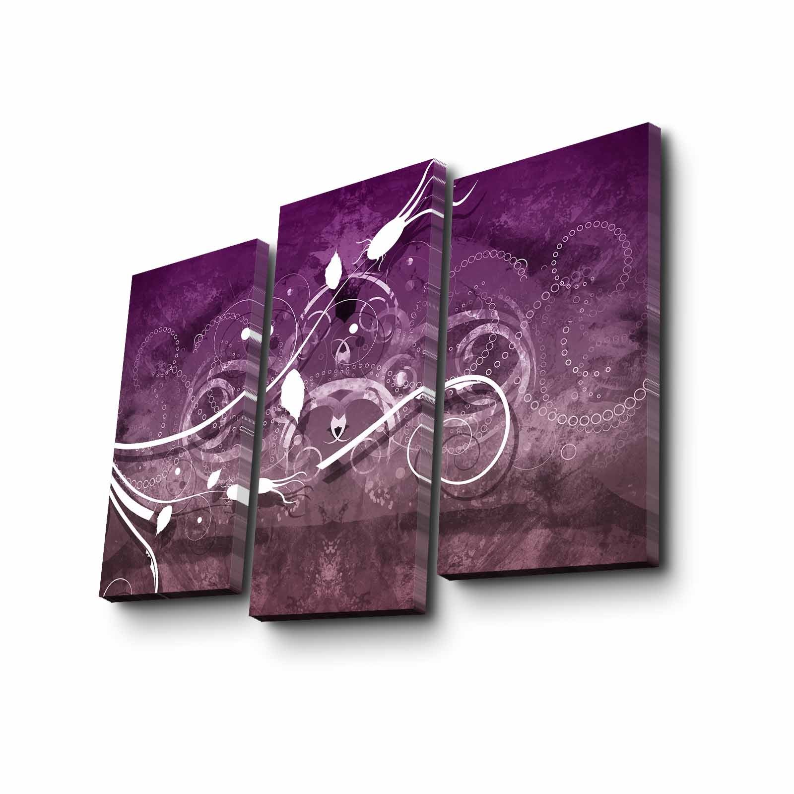 Quadro Decorativo em Tela (Conjunto de 3) Multicolor – 3PATK-100 | Tela Suede 100% e Moldura de Madeira 3 cm | Tamanho Total 66 x 45 cm