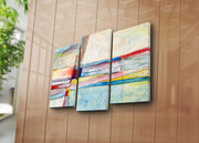 Tríptico em Tela Suede 100% – Multicolor, Moldura de Madeira, 66 x 45 cm