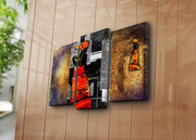 Tela Decorativa Tripla Multicolor 3PATK-103 – Suede 100%, Moldura de Madeira, 66x45 cm