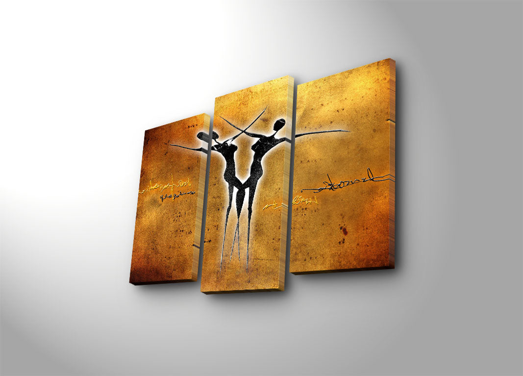 Quadro Decorativo em Tela – Conjunto de 3 Peças, Multicor, Suede, Moldura de Madeira (66 x 45 cm)