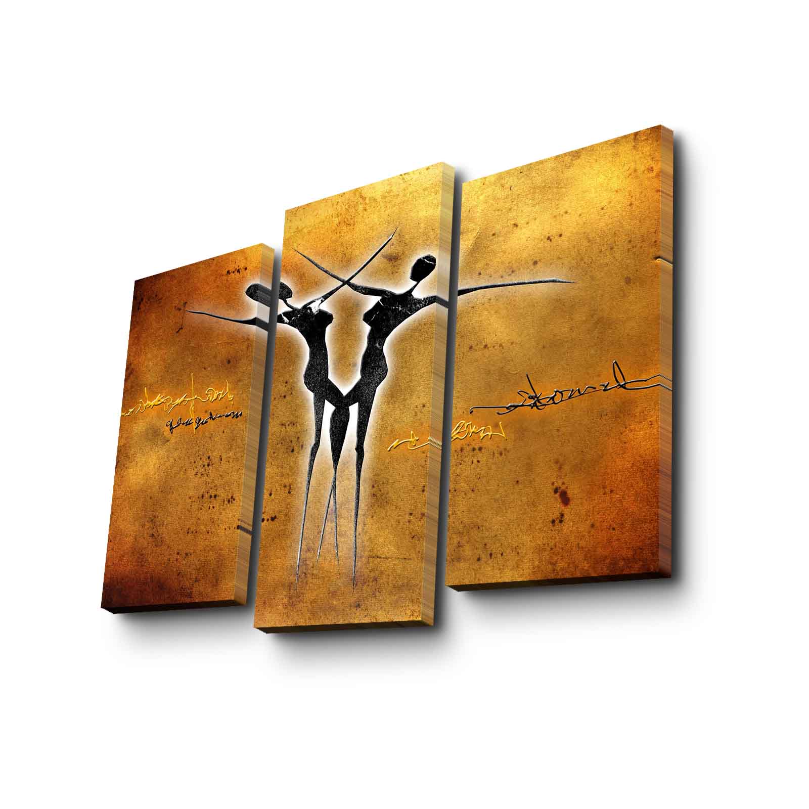 Quadro Decorativo em Tela – Conjunto de 3 Peças, Multicor, Suede, Moldura de Madeira (66 x 45 cm)