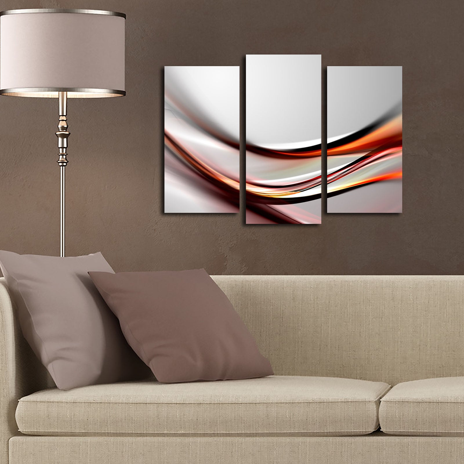 Quadro Decorativo em Tela (3 Peças) Multicolor 3PATK-106 – Tela Camurça 100%, Moldura de Madeira 3 cm, 66 x 45 cm