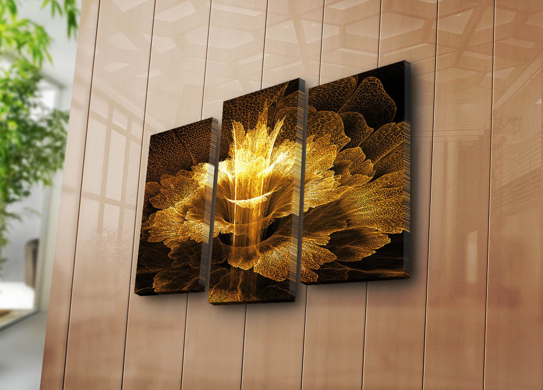 Quadro Decorativo em Tela Multicolor (Conjunto 3 Peças) 3PATK-107 – Suede 100% com Moldura de Madeira, 66 x 45 cm