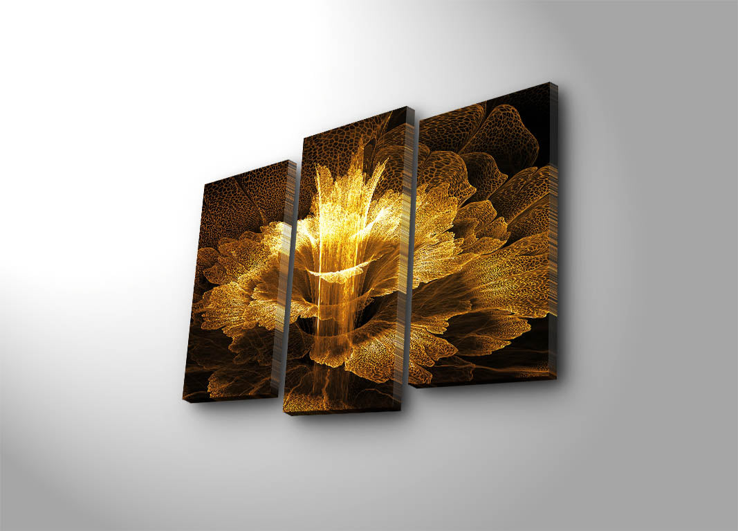 Quadro Decorativo em Tela Multicolor (Conjunto 3 Peças) 3PATK-107 – Suede 100% com Moldura de Madeira, 66 x 45 cm