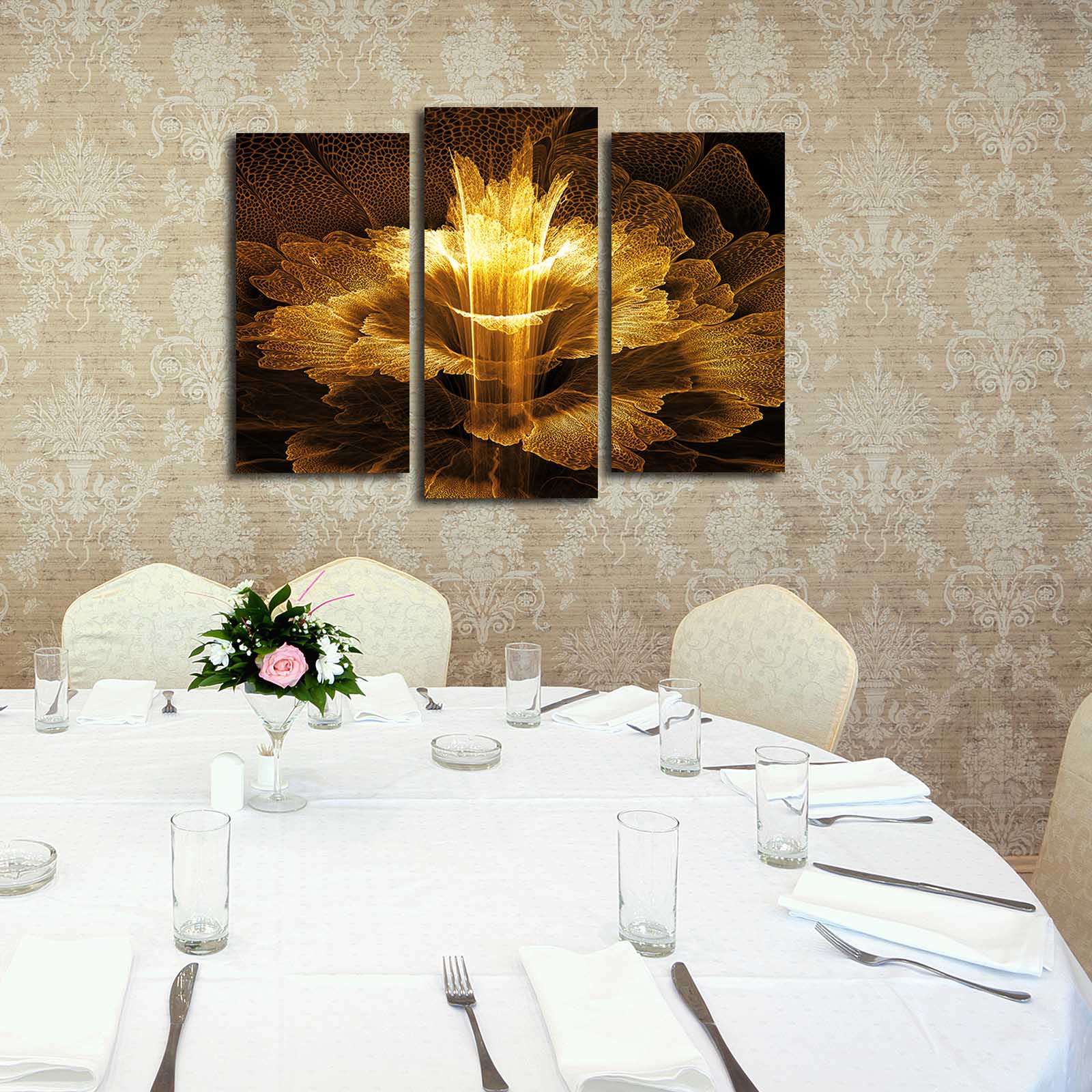 Quadro Decorativo em Tela Multicolor (Conjunto 3 Peças) 3PATK-107 – Suede 100% com Moldura de Madeira, 66 x 45 cm