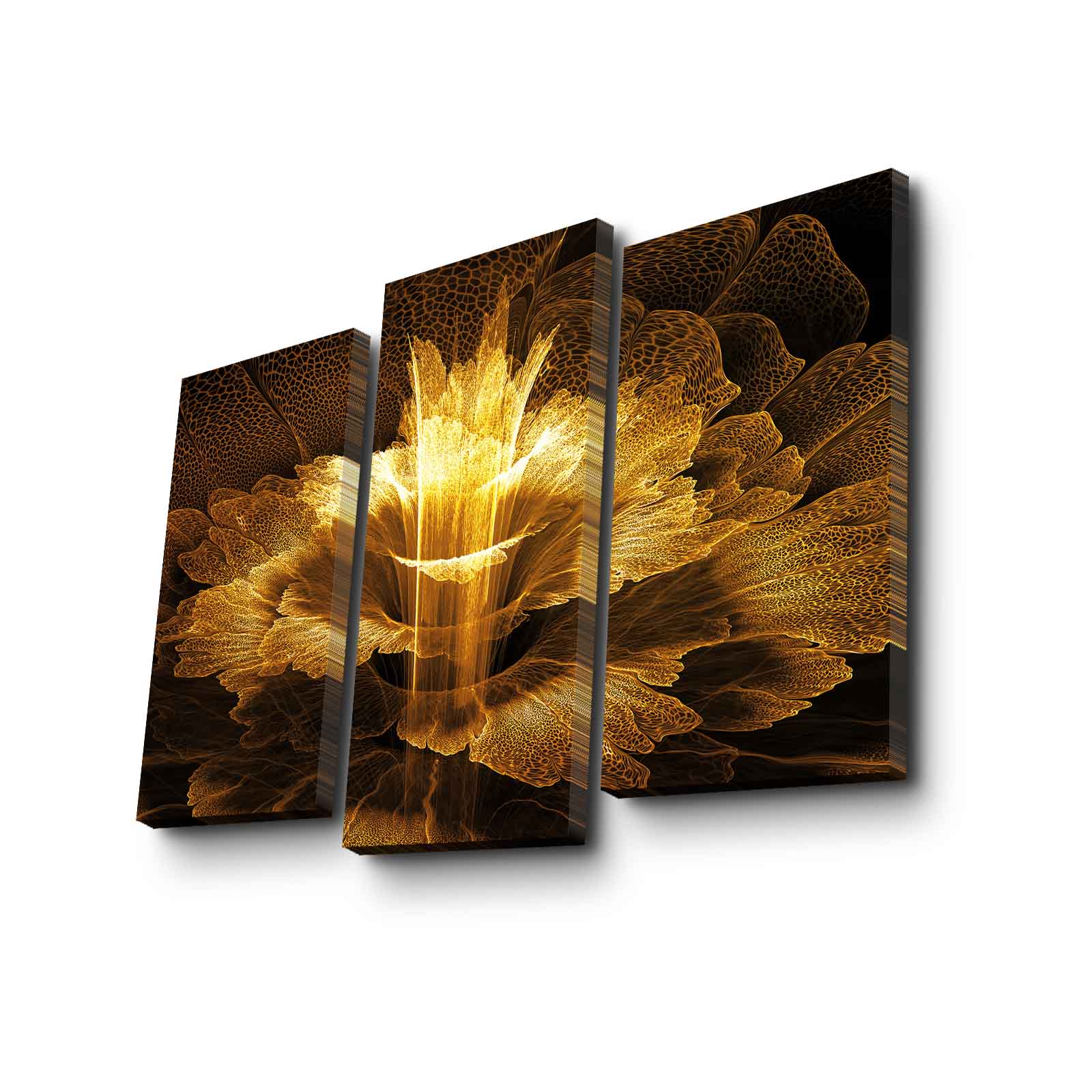 Quadro Decorativo em Tela Multicolor (Conjunto 3 Peças) 3PATK-107 – Suede 100% com Moldura de Madeira, 66 x 45 cm