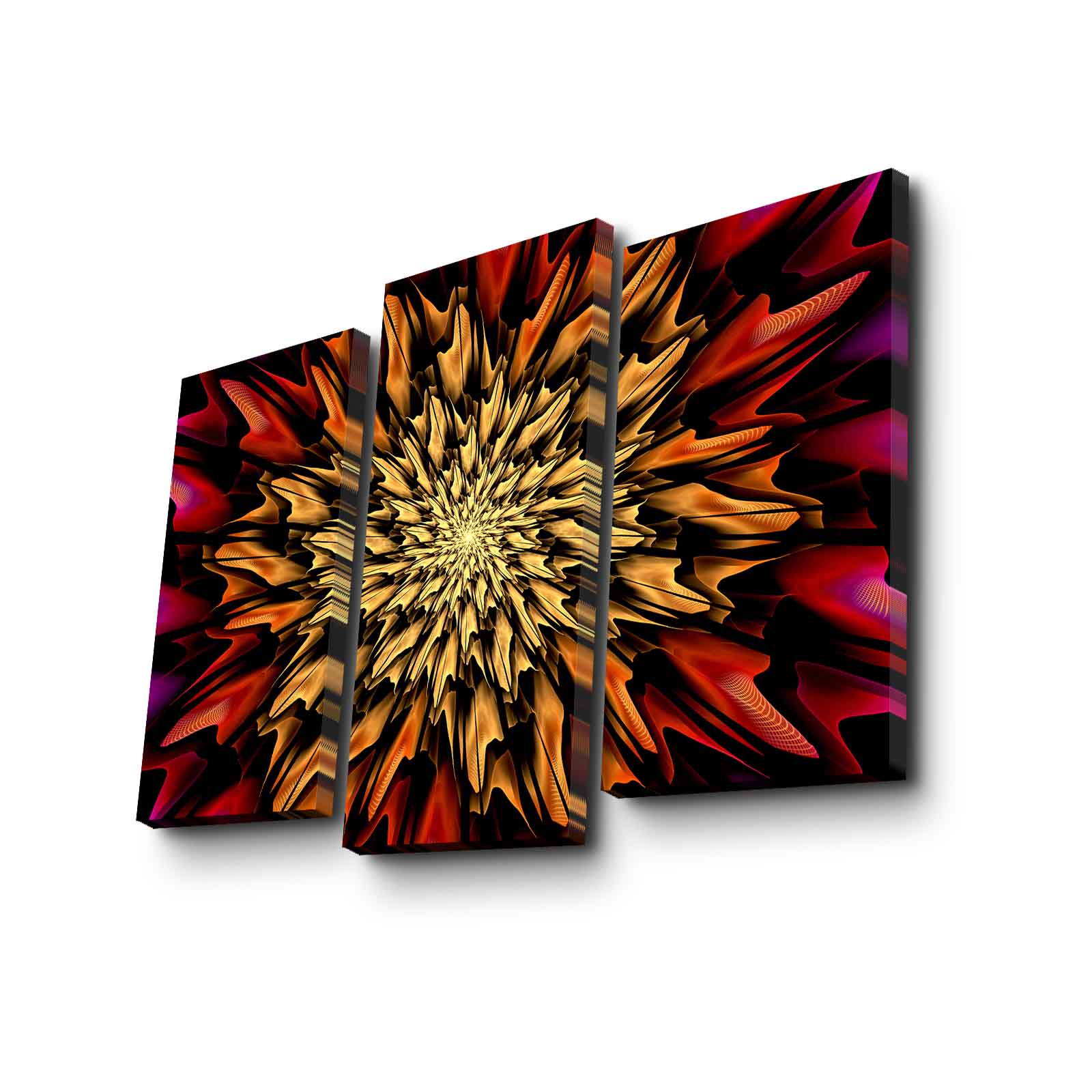 Conjunto de Telas Decorativas 3 Peças 3PATK-108, Multicor — Canvas em Camurça, Moldura de Madeira, Total 66 x 45 cm