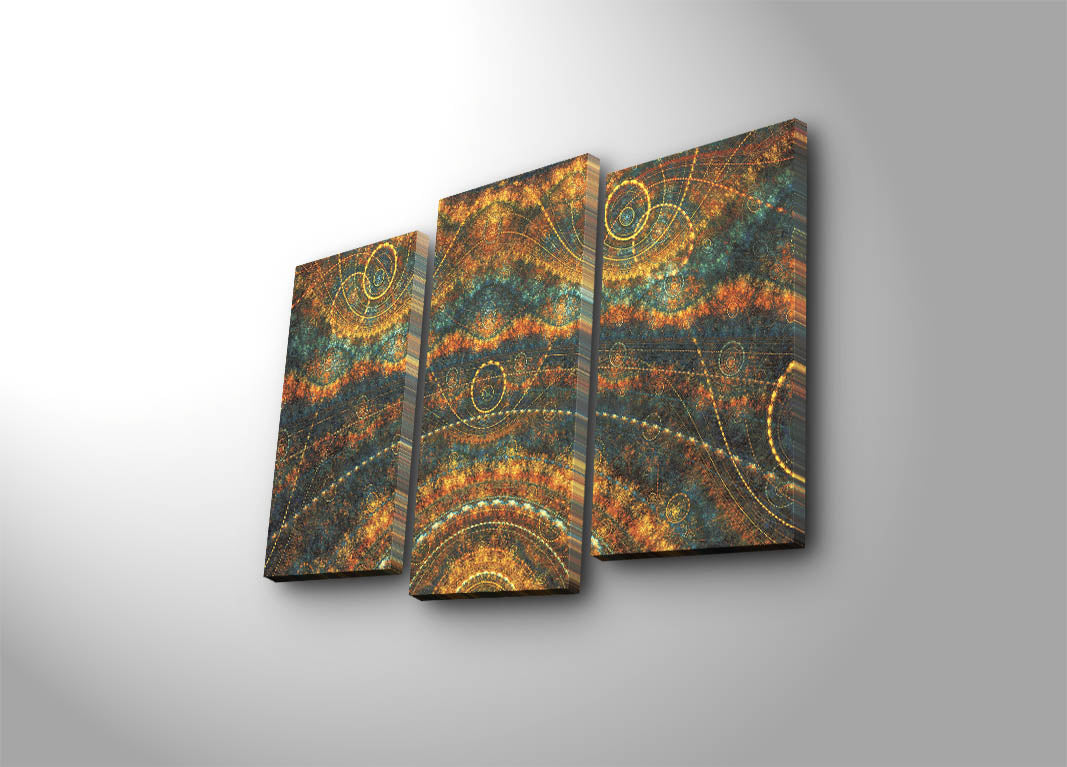 Tríptico em Tela Decorativa Multicolor – 3 Peças, Suede 100%, Moldura de Madeira, 66 x 45 cm