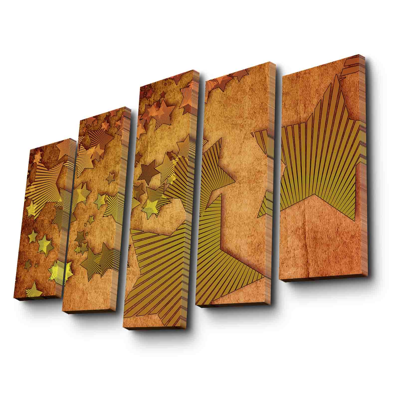 Conjunto de Telas Decorativas Suede 5 Peças, Multicolor, Moldura de Madeira, 105x70 cm