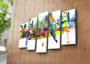 Quadro Decorativo em Tela (5 Peças) 5PATK-202, Multicolor, Suede 100%, Moldura de Madeira 3 cm, 105 x 70 cm