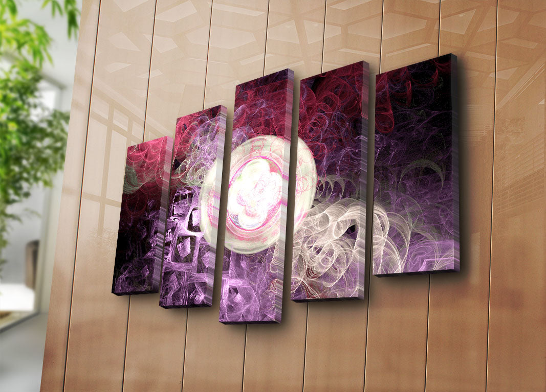 Quadro Decorativo em Tela 5 Peças Multicolor, Tela 100% Suede, Moldura de Madeira, 105x70 cm