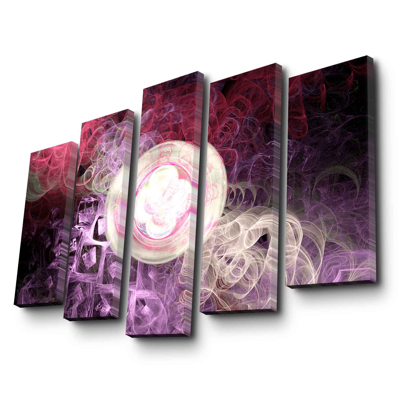 Quadro Decorativo em Tela 5 Peças Multicolor, Tela 100% Suede, Moldura de Madeira, 105x70 cm