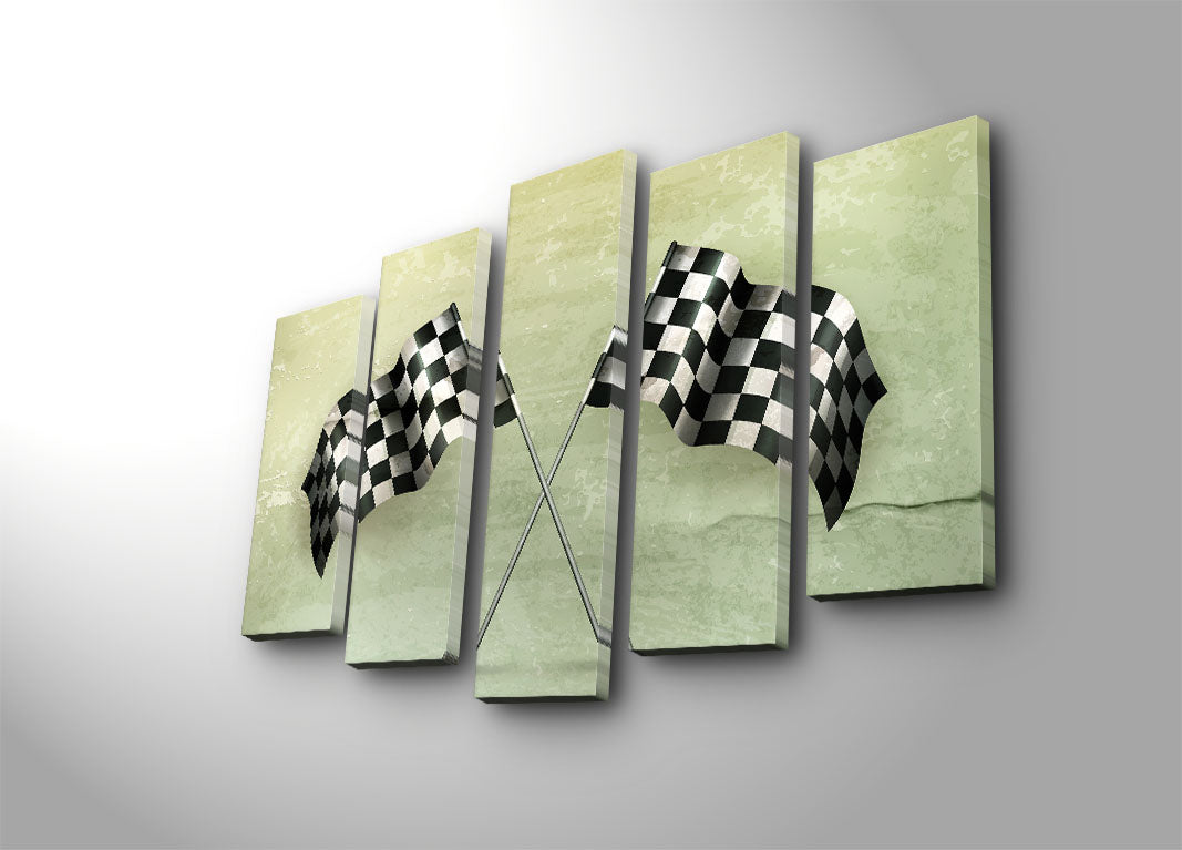 Quadro Decorativo em Tela Suede Multicolor 105x70 cm (5 Peças) | Moldura de Madeira 3 cm – 5PATK-204