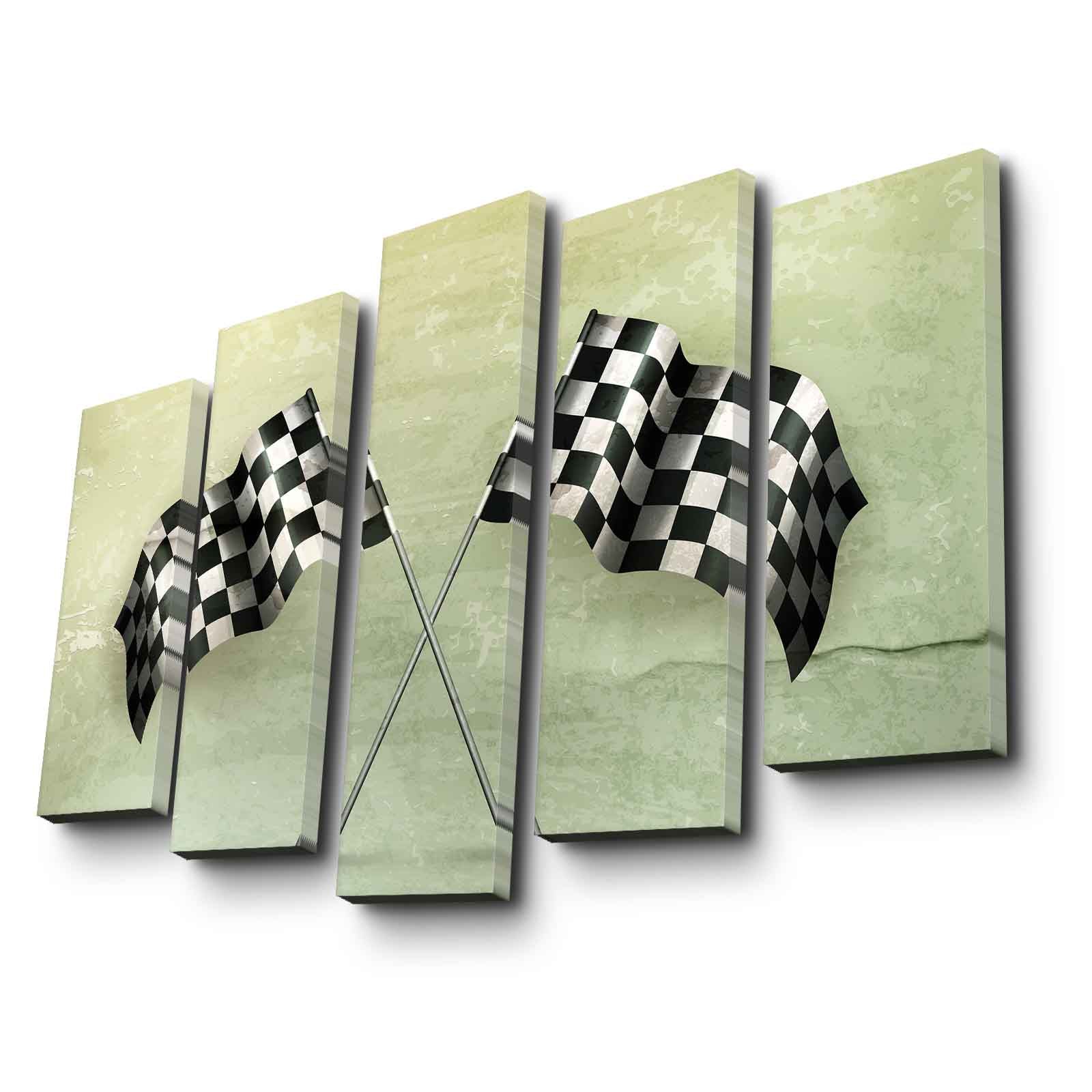 Quadro Decorativo em Tela Suede Multicolor 105x70 cm (5 Peças) | Moldura de Madeira 3 cm – 5PATK-204