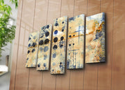 Conjunto de Quadros Decorativos Multicolor (5 Peças) – Suede 100% com Moldura de Madeira, 105 x 70 cm