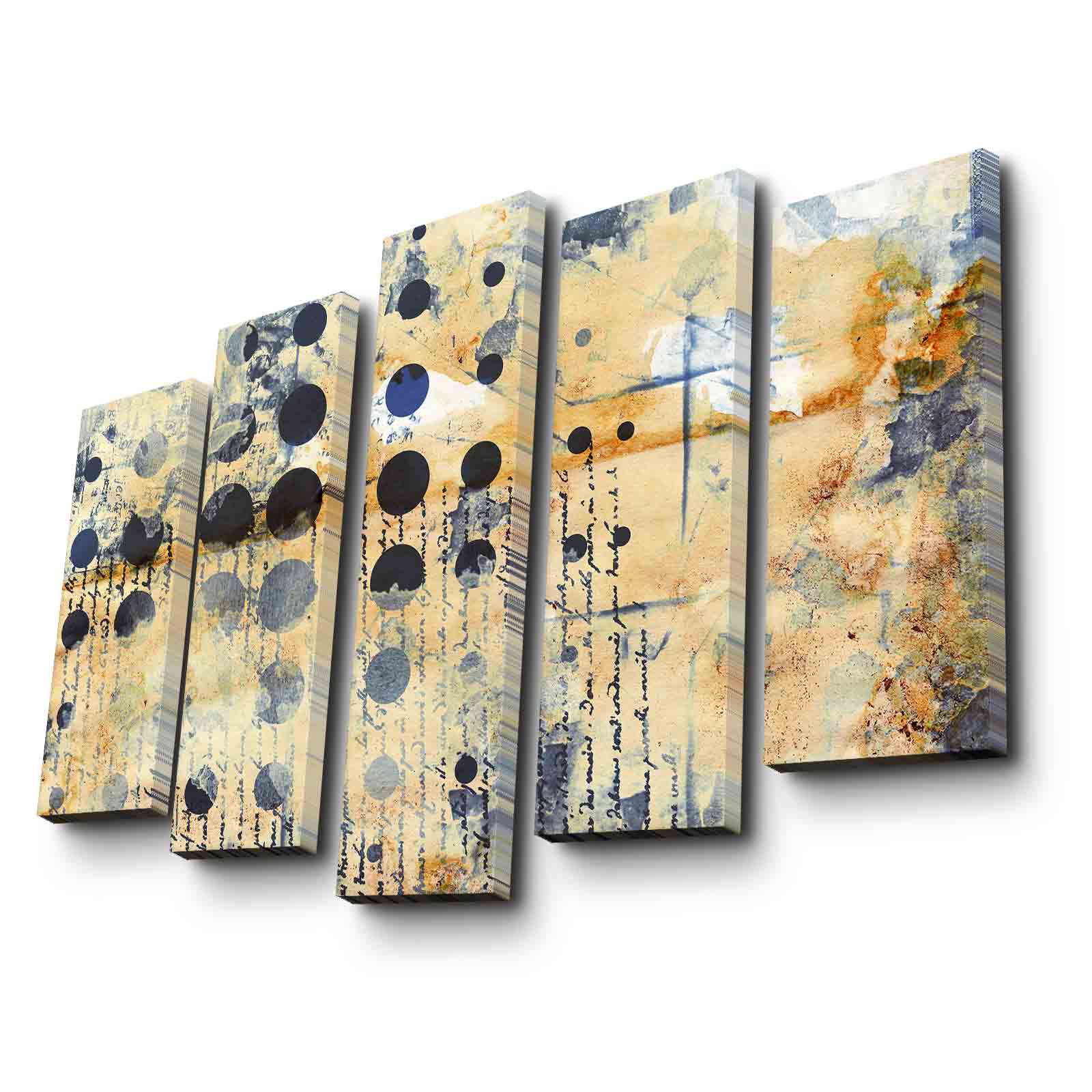 Conjunto de Quadros Decorativos Multicolor (5 Peças) – Suede 100% com Moldura de Madeira, 105 x 70 cm