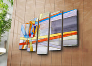 Quadro Decorativo 5 Peças em Tela Suede 100%, Multicolor, Moldura de Madeira 3 cm, 105 x 70 cm (5PATK-208)