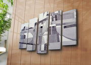 Tela Decorativa Multicolor 5 Peças 5PATK-210 — Suede, Moldura em Madeira, 105x70 cm