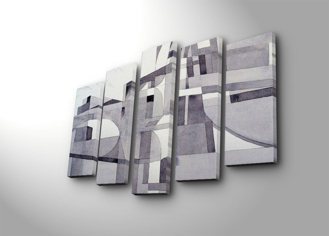 Tela Decorativa Multicolor 5 Peças 5PATK-210 — Suede, Moldura em Madeira, 105x70 cm