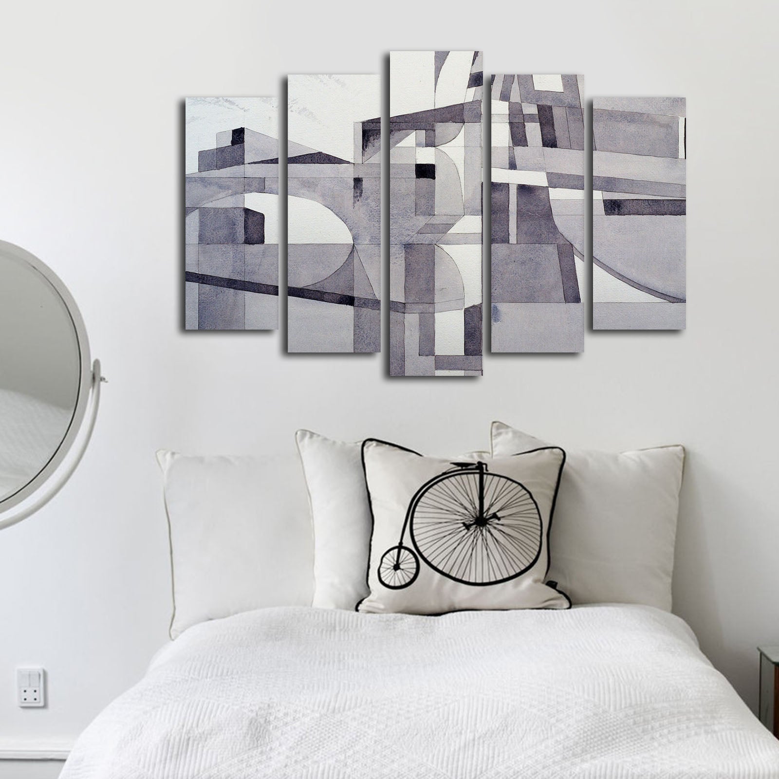 Tela Decorativa Multicolor 5 Peças 5PATK-210 — Suede, Moldura em Madeira, 105x70 cm