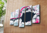 Quadro Decorativo em Tela (5 Peças) Multicolor – Suede 100% com Moldura de Madeira – Tamanho Total 105 x 70 cm