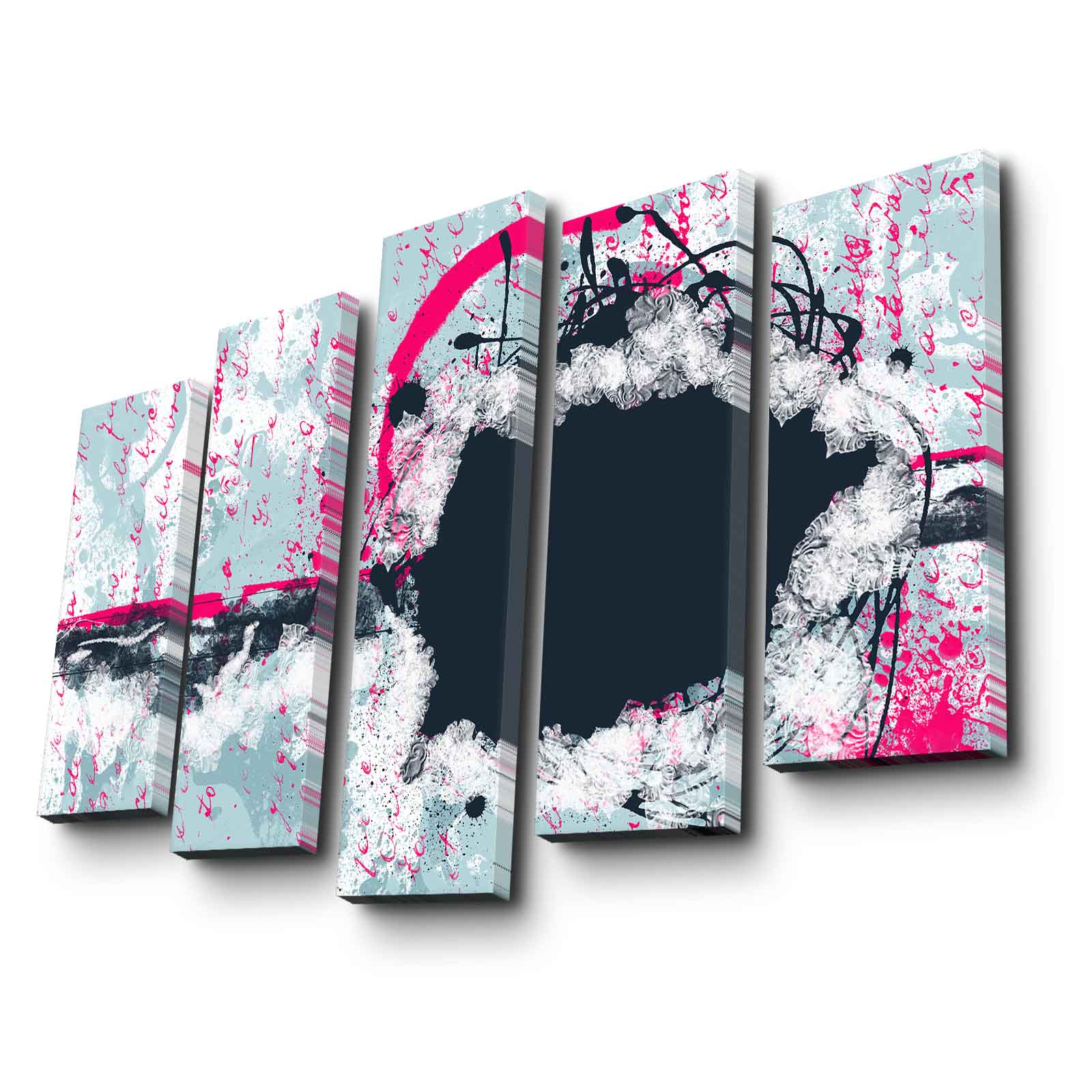 Quadro Decorativo em Tela (5 Peças) Multicolor – Suede 100% com Moldura de Madeira – Tamanho Total 105 x 70 cm