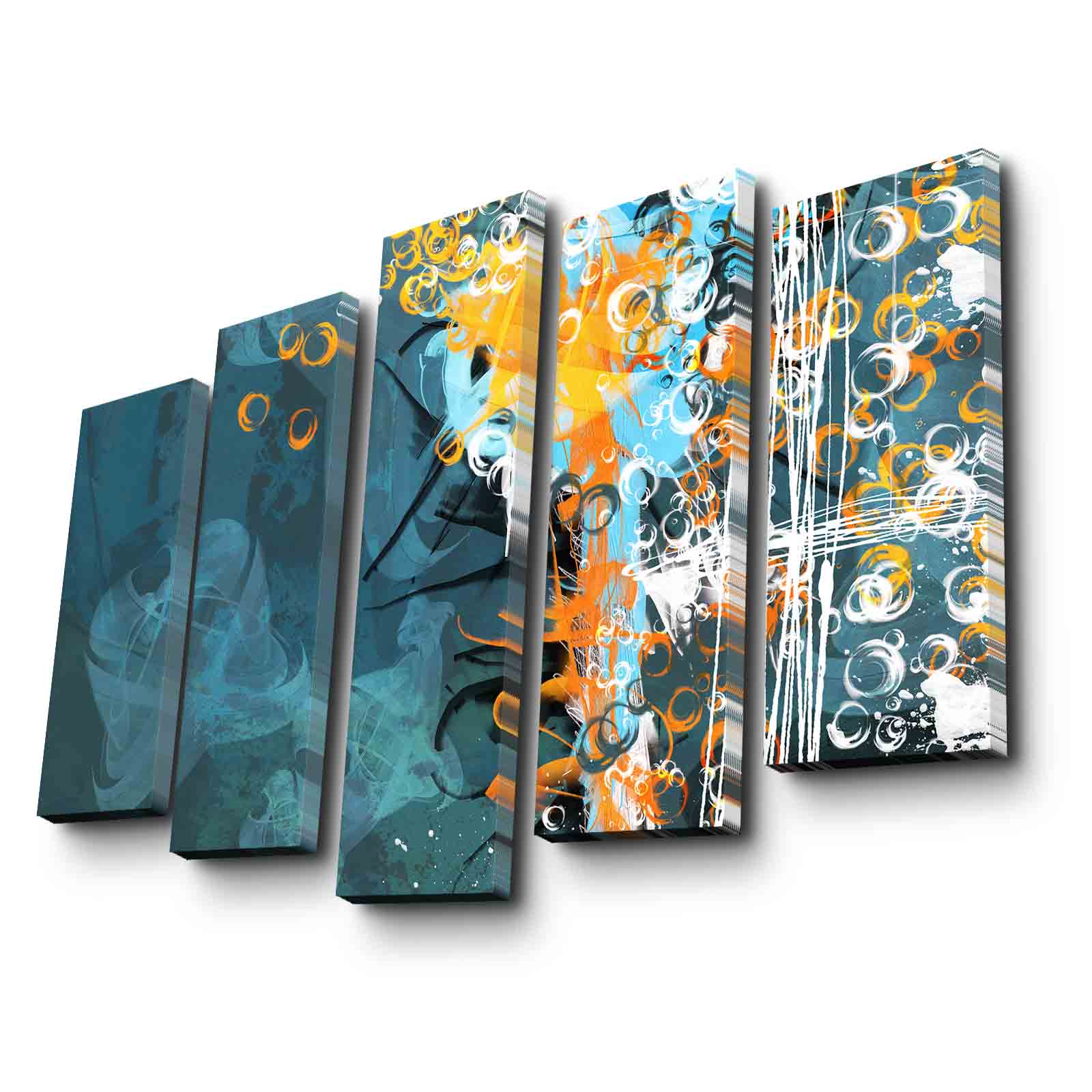 Quadro Decorativo em Tela (5 Peças) Multicolor | 5PATK-214 | Tela Suede 100% e Moldura de Madeira | 105 x 70 cm