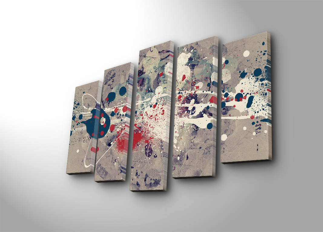 Quadro Decorativo em Tela (5 Peças) Multicolorido 105x70 cm — Tela de Camurça 100% e Moldura de Madeira 3 cm